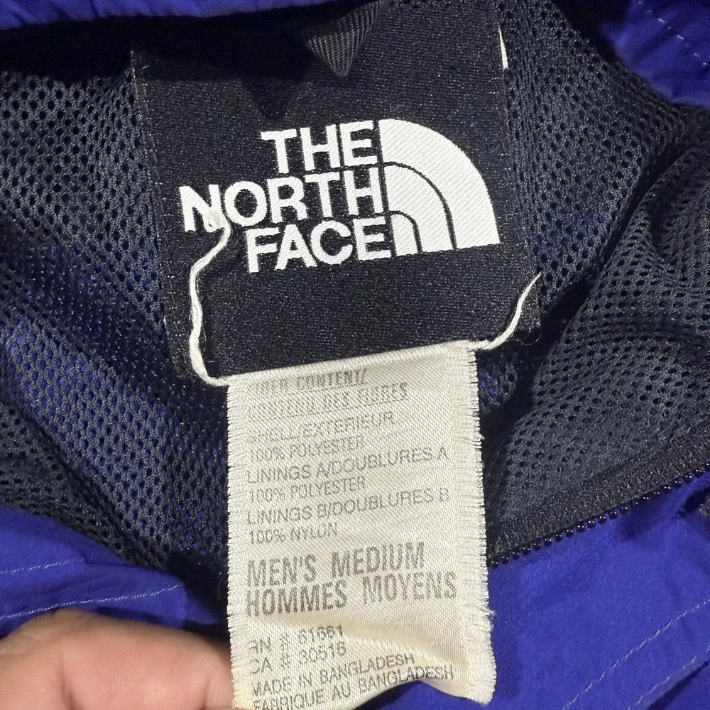 The North Face Jacket Mens Medium Blue Hooded Full Zip Nylon Rain Coat Outdoor
